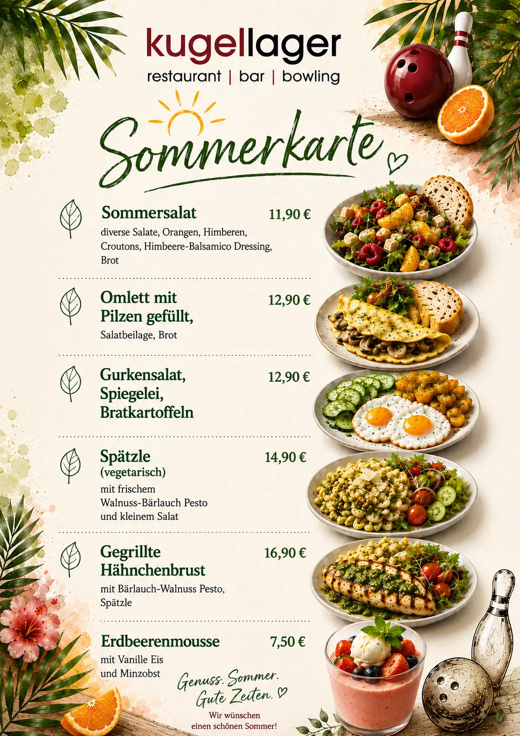 Sommerkarte Bowlingtreff Kugellager
